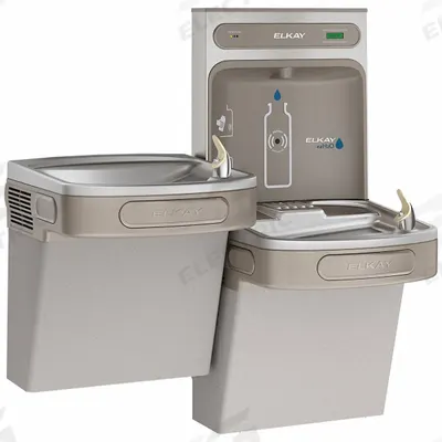 ELKAY Bi-Level Drinking Fountain with Bottle Filler: On-Wall, Non-Refrigerated - On-Wall Two-Level Drinking Fountains with Bottle Fillers