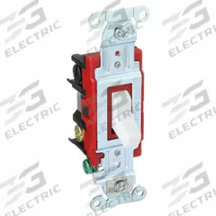 BRYANT Wall Switch: Toggle Switch, 4-Way, Maintained, White, 120/277V AC, 20 A (MPN 4904BW). Key specifications — Illuminated: No; Voltage Rating: 120/277V AC.