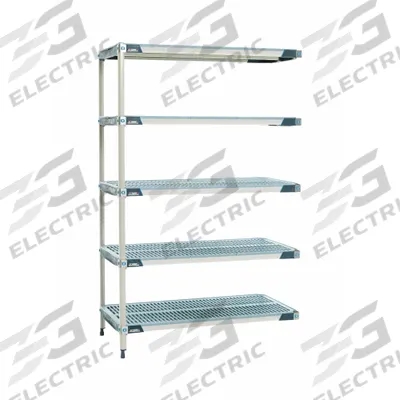 METRO Plastic Industrial Shelving: 18 in x 24 in, 74 in Overall Ht, 5 Shelves - Harsh-Environment Antimicrobial Stationary Plastic Shelving