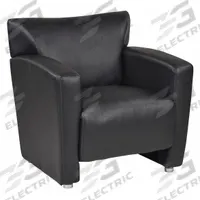 OFFICE STAR Club Chair: Black, Silver, 4 Casters/Glides, 31 1/4 in Overall Wd, 32 3/4 in Overall Ht (MPN SL2911S-U6). Key specifications — Brand: OFFICE STAR; Back Material: Faux Leather; Seat Material: Faux Leather; Chair Material: Faux Leather.