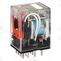 OMRON General Purpose Relay: Socket Mounted, 5 A Current Rating, 24V DC, 4PDT, 14 Pins/Terminals (MPN MY4Z-DC24(S)). Key specifications — Brand: OMRON; Base Type: Square; Mounting Style: Plug-In; Pin Shape: Flat; Electrical Connection: Quick-Connect; Manufacturer Part Number: MY4Z-DC24(S); Operating Current: 0.8 A at 220V AC (Inductive Load); Series: MY Series.