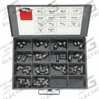AIGNEP USA Tube Fitting Kit: Brass, 40 Pieces, Branch Tee/Bulkhead Union/Connector/Union/Union Tee (MPN 88970-02). Key specifications — Brand: AIGNEP USA; Specific Fitting Shapes Included: Branch Tee.