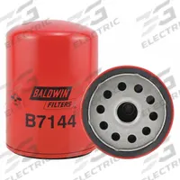 BALDWIN FILTERS Oil Filter: B7144, LF3642, 1-12 Thread Size, 5 7/8 in Overall Ht, Oil, Cellulose. Key specifications — Baldwin Interchange: B7144; FleetGuard Interchange: LF3642; Brand: BALDWIN FILTERS; Compatible Vehicle Make: Hitachi; Includes: 14 psid Bypass Valve; Media Material: Cellulose.