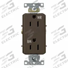 LEVITON Decora Plus Duplex Receptacle Outlet: Duplex, 5-15, Brown, 125V AC, 15 A, 2 Pole / 3 Wire (MPN WDR15)