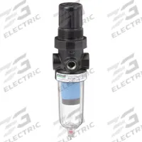SPEEDAIRE Filter-Regulator: Miniature Series, 1/8 in NPT, 4 cfm, 0.01 micron, 5 psi to 150 psi, Zinc (MPN 4ZK80). Key specifications — attr109419: SPEEDAIRE; attr109429: Zinc; attr109463: No; attr109467: Rubber; attr109468: Miniature.