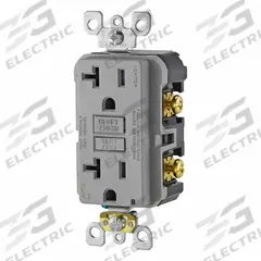 LEVITON Receptacle: Decorator Duplex, 5-20, Gray, 125V AC, 20 A, 2 Pole / 3 Wire (MPN AFTR2-GY)