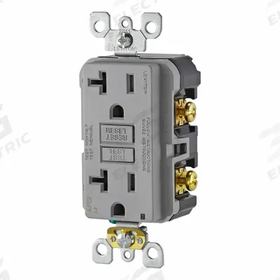 LEVITON Receptacle: Decorator Duplex, 5-20, Gray, 125V AC, 20 A, 2 Pole / 3 Wire (MPN AFTR2-GY) - General Purpose Receptacles