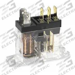 OMRON Flange Mount Relay: Surface (Top Flange) Mounted, 10 A Current Rating, 24V AC, SPDT (MPN G2R-1-T-AC24). Key specifications — Brand: OMRON; Base Type: Square; Mounting Style: Top Flange; Electrical Connection: Quick-Connect; Manufacturer Part Number: G2R-1-T-AC24; Operating Current: 10 A at 250V AC (Resistive Load); Series: G2R Power Series.
