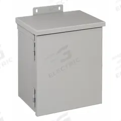 HOFFMAN Enclosure: Steel, 12 in x 10 in x 6 in, 3R, Solid Cover, Hinged, Included, Painted (MPN A12R106HCR). Key specifications — Brand: HOFFMAN; Closure Method: Padlock Hasp; Knockouts: Included.