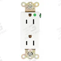 BRYANT Receptacle: Hospital Grade, Decorator Duplex, 5-20R, White, 125V AC, 15 A, 2 Pole / 3 Wire (MPN 9200W)