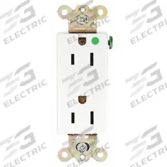 BRYANT Receptacle: Hospital Grade, Decorator Duplex, 5-20R, White, 125V AC, 15 A, 2 Pole / 3 Wire (MPN 9200W)