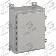 WIEGMANN Enclosure: Steel, 24 in x 20 in x 8 in, NEMA 12/13, Solid Cover, Hinged (MPN N12242008). Key specifications — Brand: WIEGMANN; Closure Method: Clamps; Knockouts: Not Included.