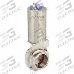 VNE Butterfly Valve: 145 psi Actuator Air Pressure - Max, Air to Spring, 304 Stainless Steel, Clamp (MPN 51C3.0AS/VBAC-XX). Key specifications — Average Surface Roughness (Ra): 32; Brand: VNE; Pilot Solenoid Voltage: Not Included.