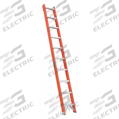LOUISVILLE LADDER Straight Ladder: 10 ft Ladder Size, Fiberglass, 300 lb Load Capacity - Non-Conductive Fiberglass Straight Ladders