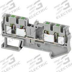 SCHNEIDER Terminal Block: DIN Rail Mounting Type, Push-In Wire Termination, 4 Wire Terminals, 30 A (MPN NSYTRP44). Key specifications — Brand: SCHNEIDER; For Minimum Wire Size: 24 AWG.
