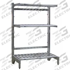 NEW AGE INDUSTRIAL Cantilever Rack: 36 in x 27 in x 72 in, 3 Shelves, 300 lb Shelf Capacity (MPN 99873). Key specifications — Material: Aluminum; Shelf Configuration: Standalone; Brand: NEW AGE INDUSTRIAL.