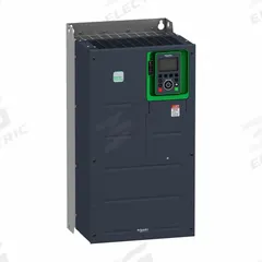 SCHNEIDER Variable Frequency Drive: In Phase Three, Out Phase Three, 100 hp, IP20, No Bypass (MPN ATV630D75Y6). Key specifications — Style: Compact; Color: Black/Green; Output Phase: Three.
