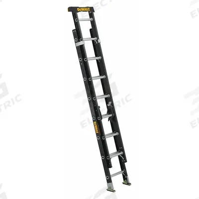 DEWALT Extension Ladder: 16 ft Ladder Size, Fiberglass, 300 lb Load Capacity, 33 lb Wt - Non-Conductive Fiberglass Extension Ladders