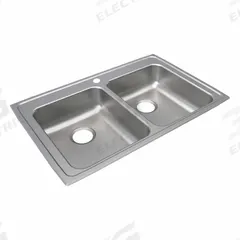 JUST MANUFACTURING Drop-In Sink: 33 in Overall Lg, 21 1/4 in Overall Wd, 5 in Bowl Dp, 2 Bowls (MPN DLADA2133A504-J). Key specifications — Brand: JUST MANUFACTURING; Color Family: Silver/Gray.