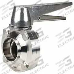 DIXON Butterfly Valve: 3/4 in Pipe Size, Solder, 140 psi Max. Pressure (CWP), 316L Stainless Steel (MPN B5107S075BB-C). Key specifications — Average Surface Roughness (Ra): ≤ 32 micron; Brand: DIXON; Stop Positions: 13; Handle Type: Lever; Body Material: 316L SS; Disc Material: 316L SS.