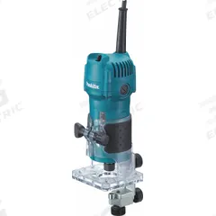 MAKITA Laminate Trimmer: Compact, Fixed Base, 0.66 hp, Fixed Speed, 30,000 RPM, 1/4 in Collet (MPN 3709). Key specifications — attr326433: Instant Start; attr241172: Laminate Trimmer; attr217717: 120V AC; attr217680: MAKITA.