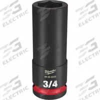 MILWAUKEE Deep Impact Socket: 1/2 in Drive Size, SAE, 3/4 in Socket Size, 6-Point, Deep, Friction (MPN 49-66-6226). Key specifications — attr1215501: MILWAUKEE; attr1215515: Black Phosphate; attr1215518: 3/4 in.