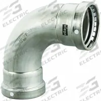VIEGA MEGAPRESS Crimp Elbow Fitting: 2 1/2 in Pipe x 2 1/2 in Pipe Size, Press-fit x Press-fit, FKM (MPN 98405). Key specifications — Brand: VIEGA MEGAPRESS.