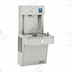 ELKAY Drinking Fountain with Bottle Filler: On-Wall, 38 13/16 in Ht, 18 in Dp, 18 5/8 in Overall Wd (MPN VRCDWSK). Key specifications — Housing Color: Gray; Brand: ELKAY; Vandal Resistant: Vandal Resistant; Housing Material: Stainless Steel; Refrigeration: Non-Refrigerated.