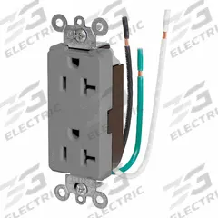 LEVITON Decora Plus Duplex Receptacle Outlet: Duplex, 5-20, Gray, 125V AC, 20 A, 2 Pole / 3 Wire (MPN 16352-LGY)