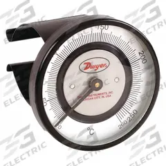 DWYER Clip Pipe Mount Dial Thermometer: 20°C to 260°C, +/- 2% Accuracy, 2 in Dial Dia (MPN STC172). Key specifications — Accuracy: +/- 2%; Brand: DWYER.
