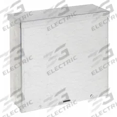 WIEGMANN Enclosure: Steel, 12 in x 12 in x 4 in, 3R, Solid Cover, Screw On, Included, Galvanized (MPN RSC121204G). Key specifications — Brand: WIEGMANN; Closure Method: Clamps; Knockouts: Included.