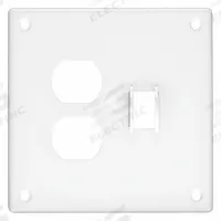 HUBBELL Wall Plate: Combo, 2 Gang, White, Std Size (MPN SWP18). Key specifications — Brand: HUBBELL; Material: Steel.