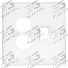 HUBBELL Wall Plate: Combo, 2 Gang, White, Std Size (MPN SWP18). Key specifications — Brand: HUBBELL; Material: Steel.