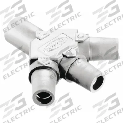 HUBBELL 3-Fer: Male-Female-Female-Female, White, 600V AC/600V DC, 400 A - 3-Fer Triple-Tap Tees