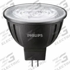 PHILIPS Compact LED Bulb: LED, MR16, 2-Pin (GU5.3), 7 W Watt, 50 W Incandescent Watt Equivalency (MPN 7MR16/LED/830/F25/DIM 12V 10/1FB). Key specifications — Bulb Finish: Clear; Color Temperature: 3000K; Shatter-Resistant: Yes; Brand: PHILIPS; Voltage: 12V AC; Bulb Shape: MR16.
