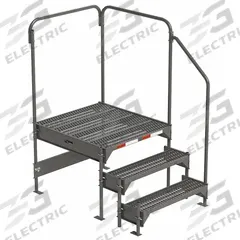 EGA Work Platform: 2.3 ft Platform Ht - Max, 34.6 in x 39 in, Steel, 500 lb Load Capacity (MPN CW7-27-3-3). Key specifications — Folding: Not Foldable; Mobility: Stationary; Use Location: Indoor; Brand: EGA; Color: Gray; Exit Direction: Left; Height Adjustability: Adjustable Height; Includes Handrails: Handrails Included.