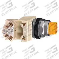 SCHNEIDER Illuminated Push Button: Illuminated, Extended Profile, Metallic, 30 mm, SPDT (MPN 9001K2L35LYAH13). Key specifications — Brand: SCHNEIDER; Action: Momentary; Series: 9001K; Push Button Material Type: Metallic.