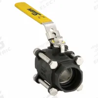 SHARPE Manual Two-Way Ball Valve: 1 1/2 in, Carbon Steel, Straight, Socket x Socket, Three-Piece (MPN 4351002080). Key specifications — Brand: SHARPE; Seat Material: Polymer; Handle: Locking Lever.