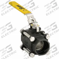 SHARPE Manual Two-Way Ball Valve: 1 1/2 in, Carbon Steel, Straight, Socket x Socket, Three-Piece (MPN 4351002080). Key specifications — Brand: SHARPE; Seat Material: Polymer; Handle: Locking Lever.