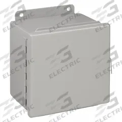 WIEGMANN Enclosure: Steel, 4 in x 4 in x 3 in, NEMA 12/13, Solid Cover, Hinged (MPN B040403CH). Key specifications — Brand: WIEGMANN; Closure Method: Clamps; Knockouts: Not Included.