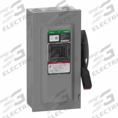 SCHNEIDER Safety Switch: Fusible, 60 A, Three Phase, 600V AC/DC, Galvanized Steel, Indoor (MPN VH362N). Key specifications — Brand: SCHNEIDER.