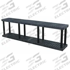 STRUCTURAL PLASTICS Plastic Shelving: 96 in x 16 in, 27 in Overall Ht, 2 Shelves (MPN S9616B). Key specifications — Resistance Properties: Corrosion-Resistant; Frame Material: Plastic; Shelving Material: High Density Polyethylene; Brand: STRUCTURAL PLASTICS.