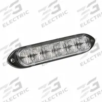 GROTE Warning/Directional Light: Combo Warning and Directional Light, White, 1 in Overall Wd, LED (MPN 78141). Key specifications — Operating Voltage: 12 to 24V DC; Number of Flash Patterns: 25; Electrical Connection: Blunt Cut Wires; Mount Type: Screw; Brand: GROTE; Shape: Rectangular.