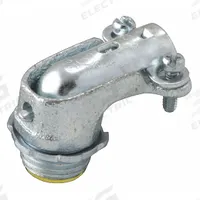 Connector - Clamp Style, 90 Degrees: Iron, 1 in Trade Size, 1 in MNPT, Insulated (MPN 3204). Key specifications — Box Connection: 1 in MNPT; Connection Type: Squeeze; Color: Gray; Connection Orientation: 90°; Cable Clamping Method: Squeeze Clamp; Material: Iron; Insulated: Yes; For Use With: AC.