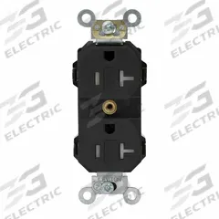 LEVITON Plugs and Receptacles: Duplex, 5-20, Black, 125V AC, 20 A, 2 Pole / 3 Wire (MPN MT563-SE)