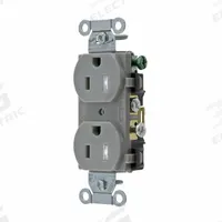 BRYANT Receptacle: Duplex, 5-15, Gray, 125V AC, 15 A, 2 Pole / 3 Wire (MPN CRS15GRYTR)