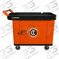 CRESCENT Utility Cart: 500 lb, 37 in L x 23 in W x 23 in H Overall Dim, 2 Shelves, Black, Raised (MPN IUC2SCBM-1DLR). Key specifications — Includes: Single Door Lockable Storage; Brand: CRESCENT.