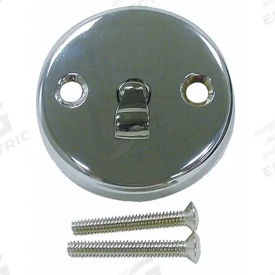 KISSLER Two-Hole Overflow Plate with Lever: Universal, Brass, Chrome Finish - Bathtub Overflow Plates