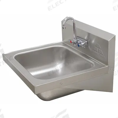 ADVANCE TABCO Hand Sink: 1 Stations, 8 in Bowl Dp, 20 in Bowl Lg, 16 in Bowl Wd - One-Station Wall-Mounted Hand Sinks with Faucets