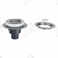 ZURN Floor Drain: 9 7/8 in Overall Dia, 5 in Grate Size, 4 in Nominal Pipe Size, Solvent Weld, PVC (MPN EZ2-PV3-ST-SS-CC). Key specifications — Color: Silver; Connection Type: Solvent Weld; Brand: ZURN; Includes: Stainless Steel Clamp Collar.